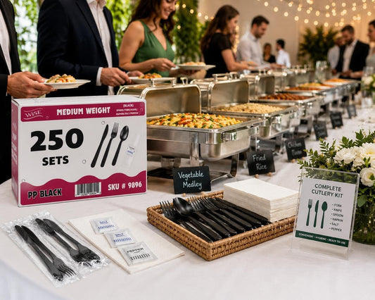 Wise 250-Pack Black Cutlery Sets: The Best Disposable Cutlery for Catering & Takeout