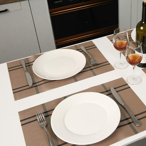 Brown Black | Washable Vinyl Woven Table Mats - Set of 4