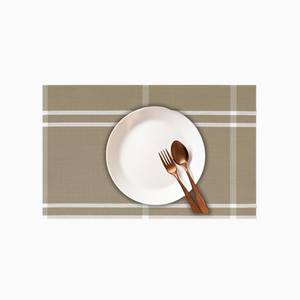 Brown White | Washable Vinyl Woven Table Mats - Set of 4