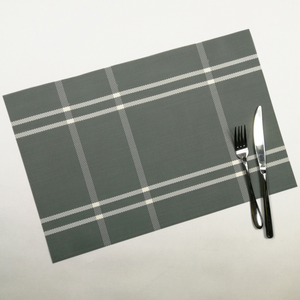 Grey White | Washable Vinyl Woven Table Mats - Set of 4