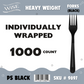 Wise PS Heavy Weight Black Individually Wrapped Forks – 1000 Count