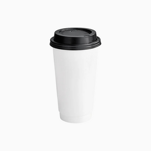 Wise Double Wall Paper Cups with Lids – 20 oz