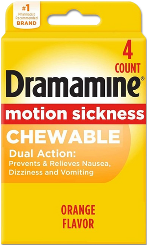 Dramamine Motion Sickness Pills chewable dual action 4 count