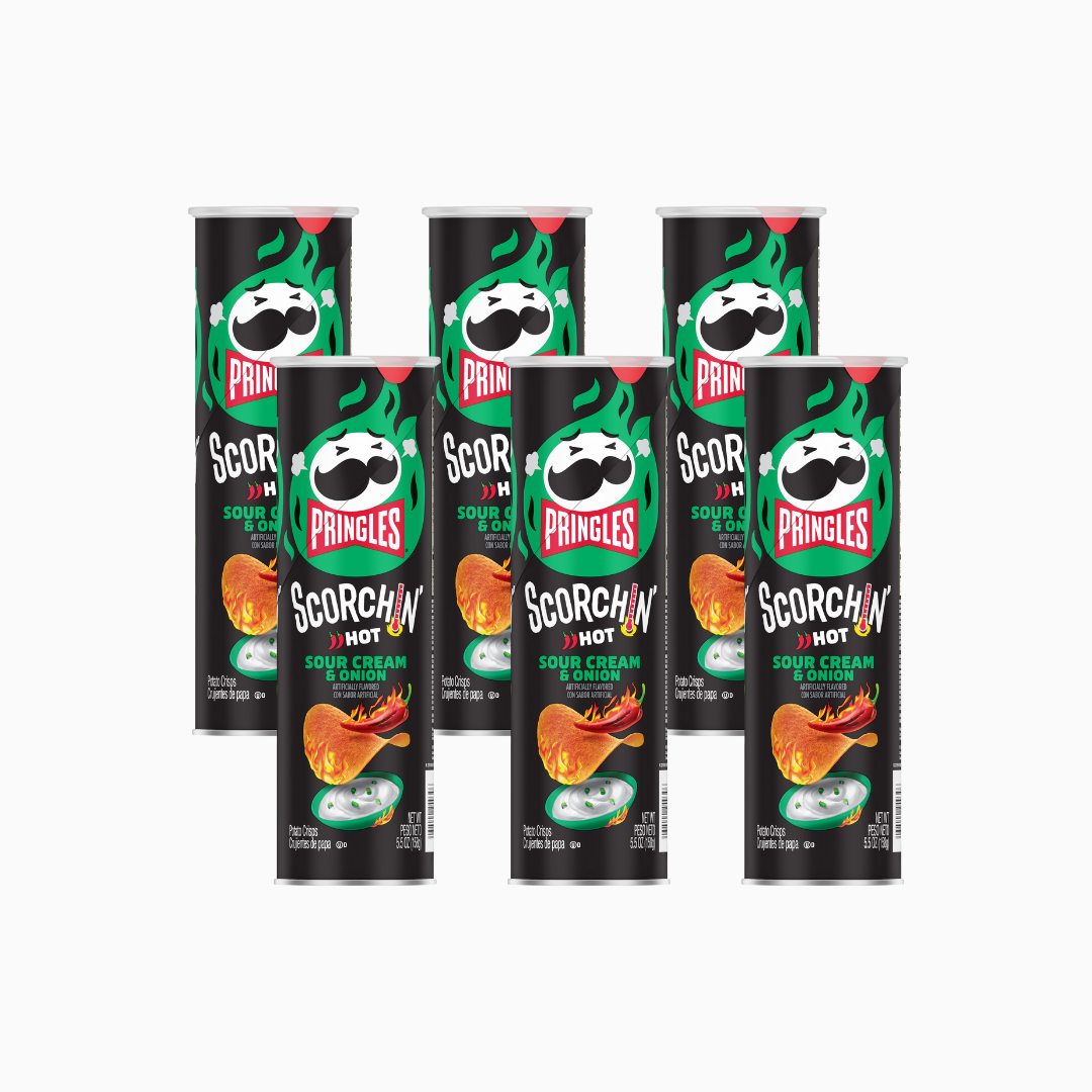 Pringles Scorchin Sour Cream & Onion Crisps 5.5 oz 6 Pack