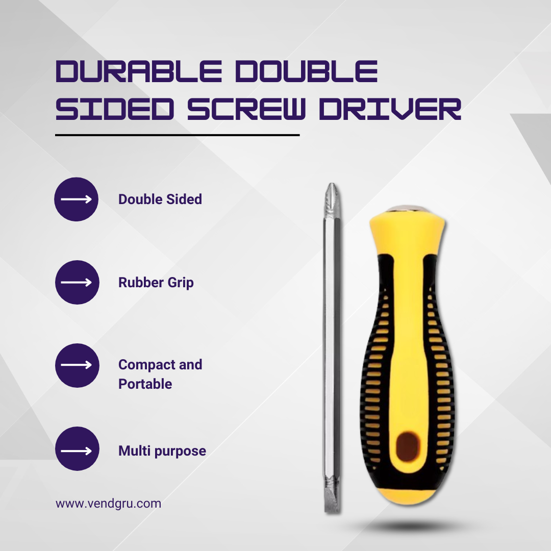 Double sided Screwdriver, reversible screwdriver with rubber handle, 2 Pack screwdriver set, flathead and Phillips screwdriver, ergonomic screwdriver, durable hand tool