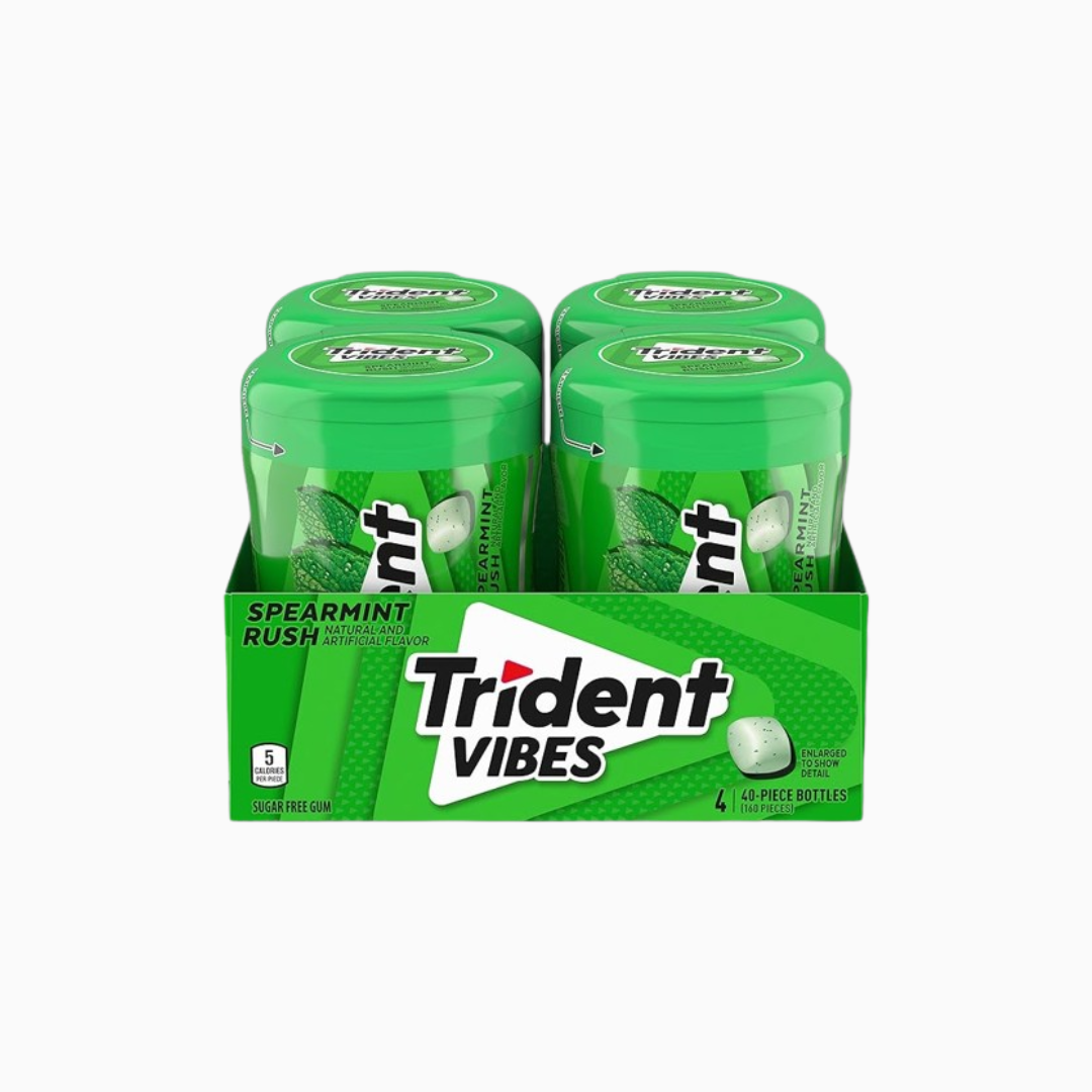 Trident Vibes Sour Patch Spearmint Rush Flavor Sugar Free Gum Pack of 4