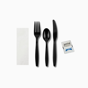 Wise 6 Pc Black Cutlery (Spoon-Fork-Knife-Napkin-Salt-Pepper) – 250 Sets