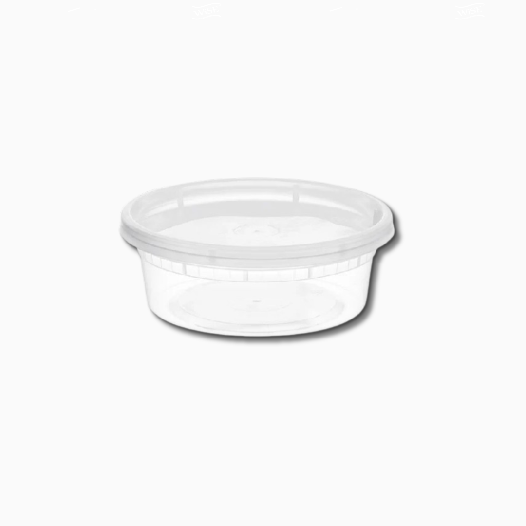 Clear plastic container on a white background