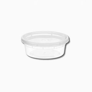 Clear plastic container on a white background