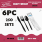 Wise 6 Pc Cutlery Set (Spoon-Fork-Knife-Napkin-Salt-Pepper) – 250 Sets, Black