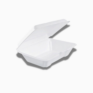 Foam Food Container – 1 Compartment, White | Hoagie Medium