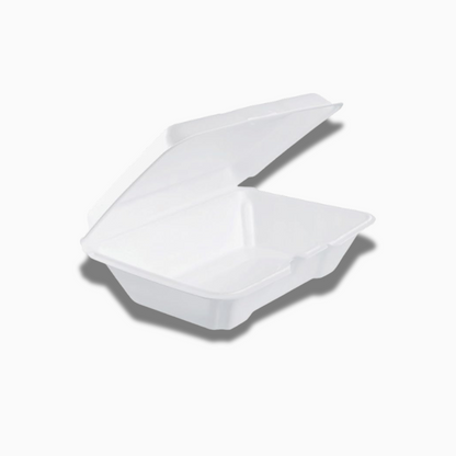 Foam Food Container – 1 Compartment, White | Hoagie Medium