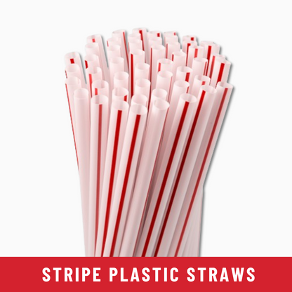 Wise Plastic Red & White Stripe Individually Wrapped Straws – 300 Count