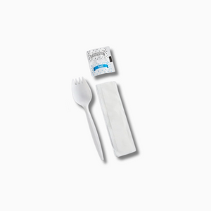 4 Pc Cutlery Set (Spork-Napkin-Salt-Pepper) – 1000 CT, White