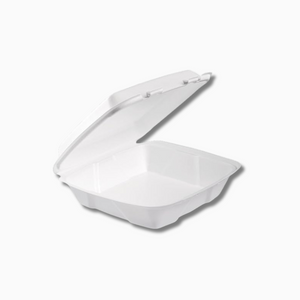 Foam Food Container – 1 Compartment 2 Tab, White | 8x8