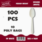 Wise PP Heavy Weight White Spoons – 10 Poly Bags / 100 Pcs Each