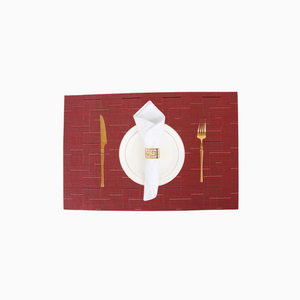 Maroon | Woven Textured Vinyl Placemats - Set of 4