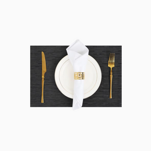 Grey | Woven Textured Vinyl Placemats - Set of 4