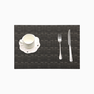 Black | Woven Textured Vinyl Placemats - Set of 4