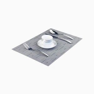 Silver | Woven Textured Vinyl Placemats - Set of 4
