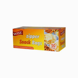 Wise Zipper Snack Bags – 50 Bags (2 Pack) | Resealable Food Storage