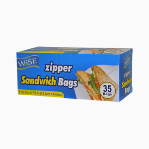 Wise Zipper Sandwich Bags – 35 Bags (2 Pack) | Resealable Food Storage