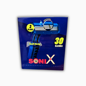 SoniX Razors | Triple Blade Soft Grip Razors with Vitamin E + Aloe - 30CT